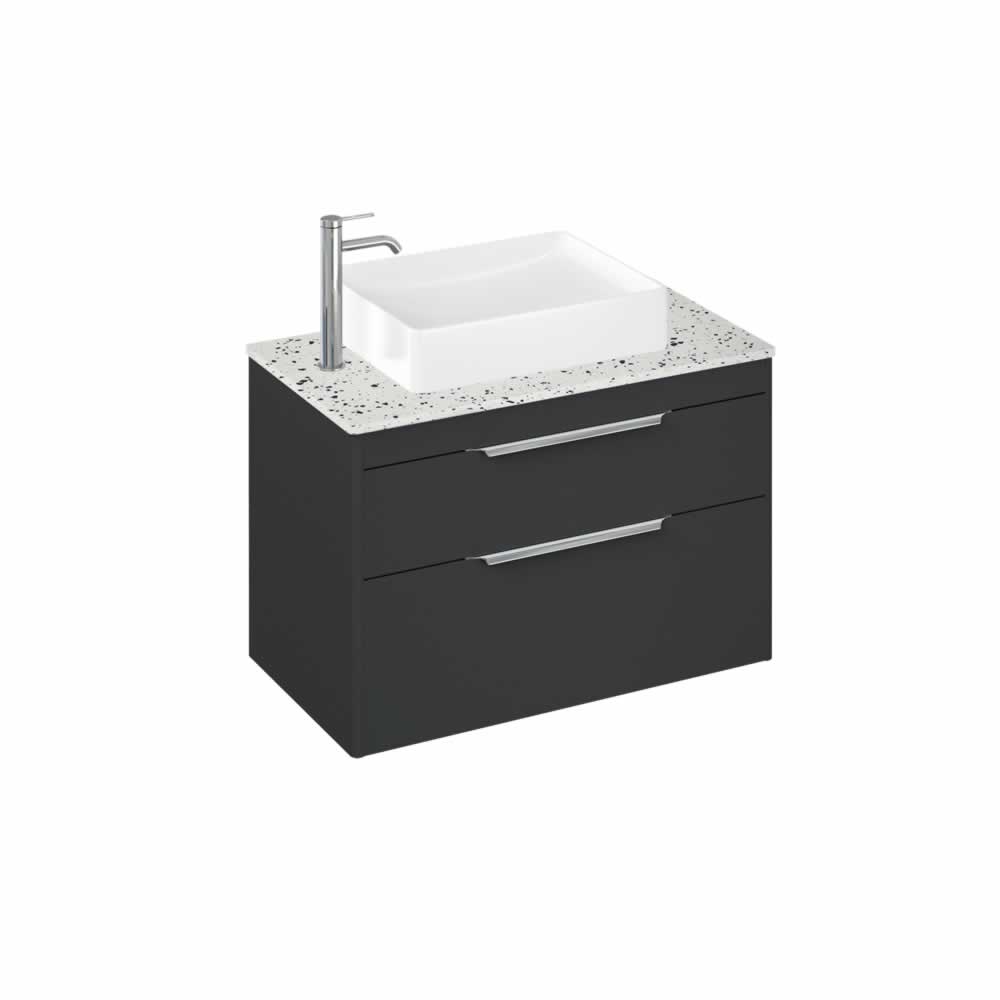 Shoreditch 85cm double drawer Matt Grey with Ice Blue Worktop and Quad Countertop Basin